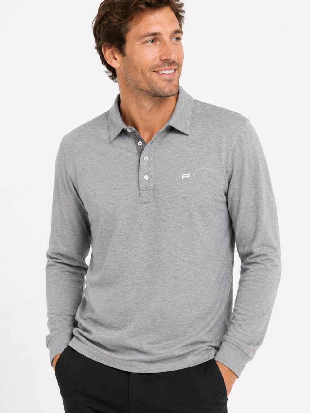 Porsche Design Gray Long Sleeve Polo Shirt Men’s S Luxury Golf